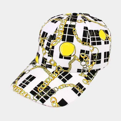 Fashnzfab Chain Patterned Baseball Cap In White