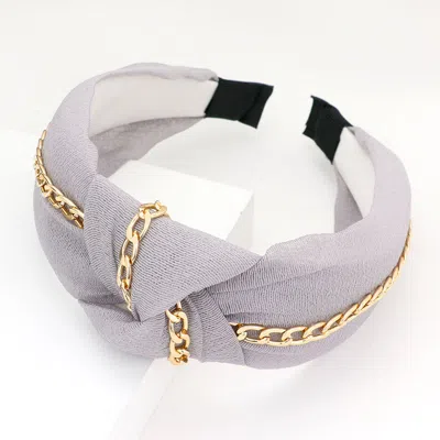 Fashnzfab Chain Trim Knot Headband In Gray