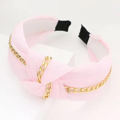 Fashnzfab Chain Trim Knot Headband In Pink