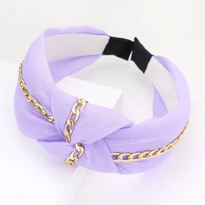Fashnzfab Chain Trim Knot Headband In Purple