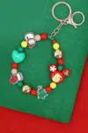 Fashnzfab Christmas Charm Beaded Stretchable Keychain In Multi