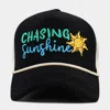 Fashnzfab Chasing Sunshine Mesh Back Trucker Hat In Black