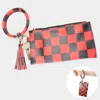 Fashnzfab Check Pattern Print Tassel Pouch Bag / Keychain / Bracelet In Multi