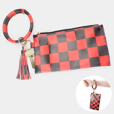 Fashnzfab Check Pattern Print Tassel Pouch Bag / Keychain / Bracelet In Multi
