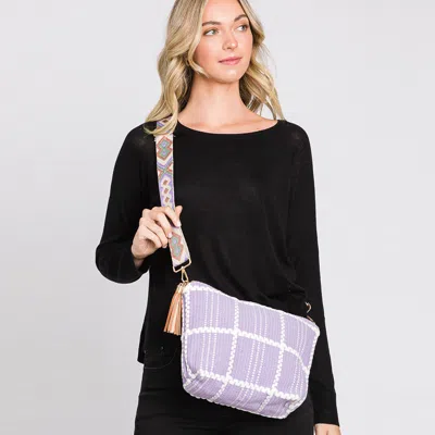 Fashnzfab Check Patterned Tassel Crossbody Bag In Purple
