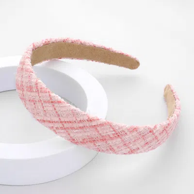 Fashnzfab Check Patterned Tweed Headband In Pink