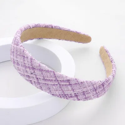 Fashnzfab Check Patterned Tweed Headband In Purple