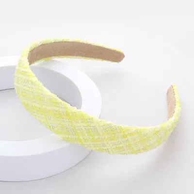 Fashnzfab Check Patterned Tweed Headband In Yellow