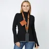 Fashnzfab Checker Clip And Carry Phone Strap With Pouch In Brown