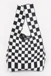 Fashnzfab Checker Poly Woven Bag In Black