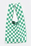 Fashnzfab Checker Poly Woven Bag In Green