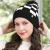 Fashnzfab Checkered Beanie With Pom Pom In Black