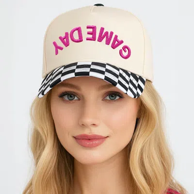 Fashnzfab Checkered Gameday Embroidered Baseball Cap In Black