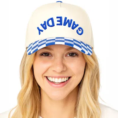 Fashnzfab Checkered Gameday Embroidered Baseball Cap In Blue