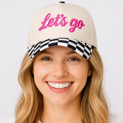 Fashnzfab Checkered Lets Go Embroidered Baseball Cap In Black