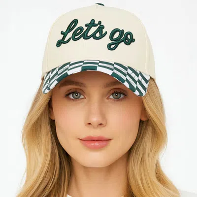 Fashnzfab Checkered Lets Go Embroidered Baseball Cap In Green