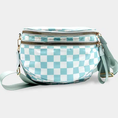 Fashnzfab Checkered Pattern Crossbody Bag In Blue
