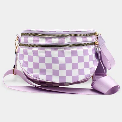 Fashnzfab Checkered Pattern Crossbody Bag In Purple