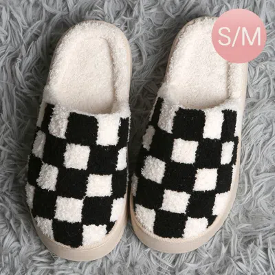 Fashnzfab Checkered Soft Home Indoor Floor Platform Slippers Black S/m