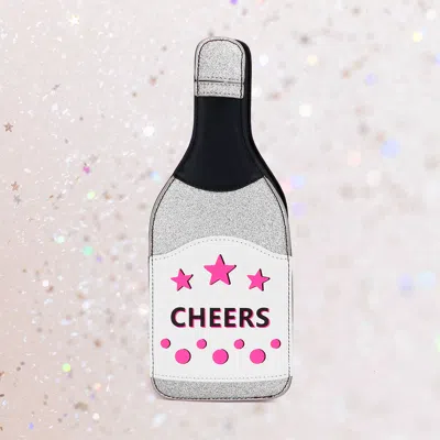 Fashnzfab Cheers Message Bottle Shaped Crossbody Bag In Silver