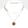 Fashnzfab Cheetah Patterned Genuine Leather Octagon Pendant Double Layered Necklace In Multi