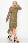 FASHNZFAB CHEETAH PRINT DRESS FEATURING A ROUND NECK