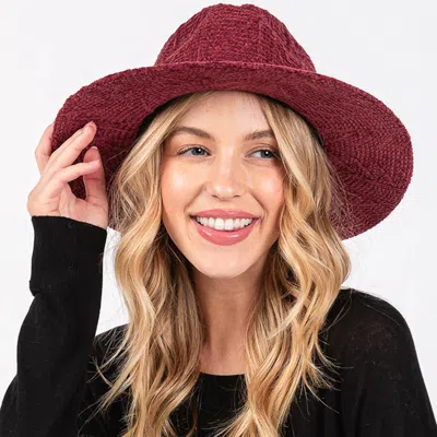 Fashnzfab Chenille Pattern Fedora Hat With Braided Band In Black