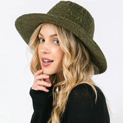 Fashnzfab Chenille Pattern Fedora Hat With Braided Band In Green