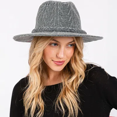 Fashnzfab Chenille Pattern Fedora Hat With Braided Band In Multi