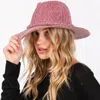 Fashnzfab Chenille Pattern Fedora Hat With Braided Band In Pink