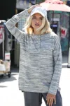 Fashnzfab Cherish Apparel Quarter Button Striped Round Neck Long Sleeve T-shirt In Grey