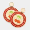 Fashnzfab Cherry Detail Straw Earrings In Red