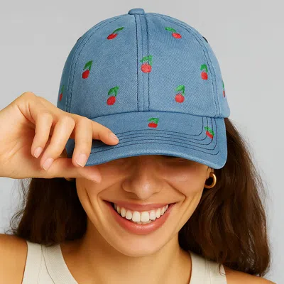 Fashnzfab Cherry Embroidery Pattern Baseball Cap In Multi