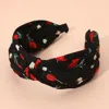 Fashnzfab Cherry Floral Pattern Knot Headband In Black