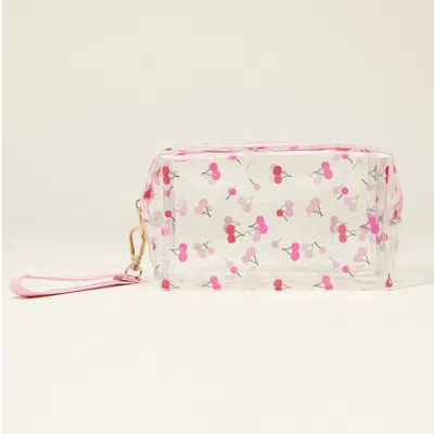 Fashnzfab Cherry Pattern Transparent Cosmetic Pouch Bag In Multi