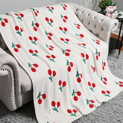 Fashnzfab Cherry Patterned Reversible Throw Blanket