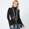 Fashnzfab Chevron Clip And Go Carry Phone Strap With Pouch In Black