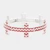 Fashnzfab Chevron Cross Stretch Bracelet Red, Silver In Multi