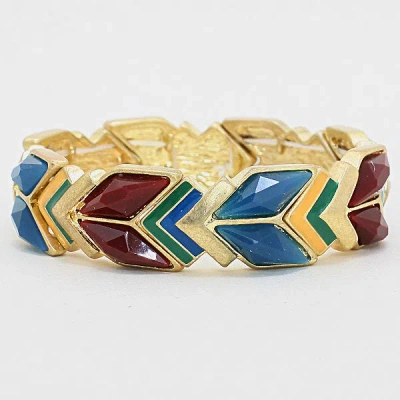 Fashnzfab Chevron Gem Stretch Bracelet Green, Blue, Burgundy, Gold