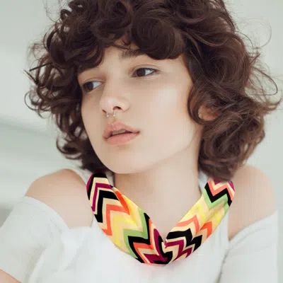 Fashnzfab Chevron Pattern Fabric Chiffon Necklace In Multi