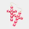 Fashnzfab Chevron Patterned Cross Dangle Earrings - Fuchsia In Pink