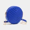 Fashnzfab Chevron Patterned Faux Leather Round Crossbody Bag In Blue