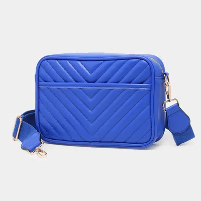 Fashnzfab Chevron Patterned Rectangle Crossbody Bag In Blue