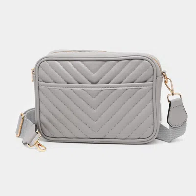 Fashnzfab Chevron Patterned Rectangle Crossbody Bag In Gray