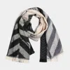 Fashnzfab Chevron Stripe Oblong Scarf In Black