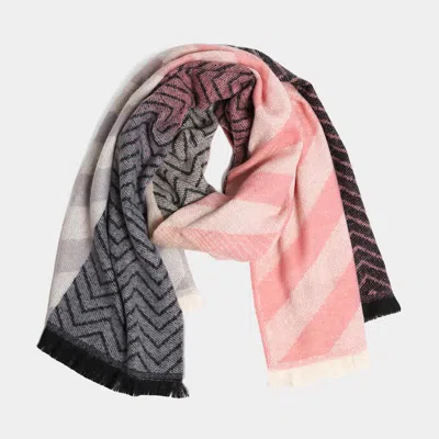 Fashnzfab Chevron Stripe Oblong Scarf In Pink