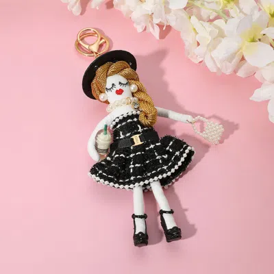 Fashnzfab Chic Dress Fashion Doll Keychain Bag Charm In Black