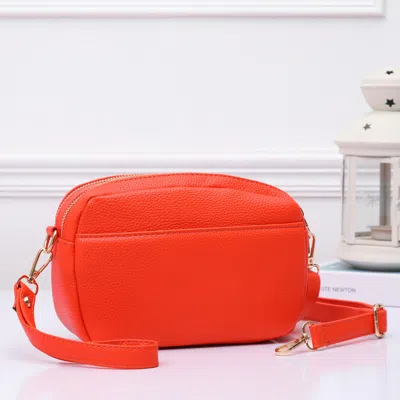 Fashnzfab Chic Pebbled Faux Leather Crossbody Purse In Orange