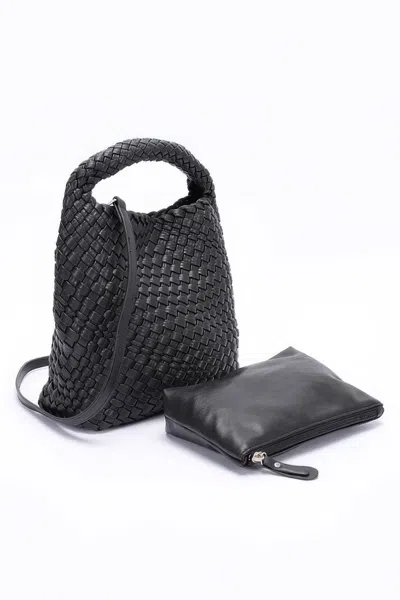 Fashnzfab Chic Weave Set Clutch In Black