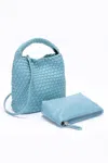 Fashnzfab Chic Weave Set Clutch In Blue